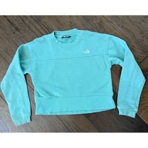 The North Face Teen Girls Mint Green Cropped Fleece Sweatshirt Size M Pullover